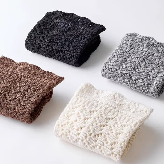 Chaussettes tricotées rétro en Relief pour femmes, chaussettes empilées au mollet ajouré, chaudes, mode hiver, bonneterie haute, bas longs Vintage