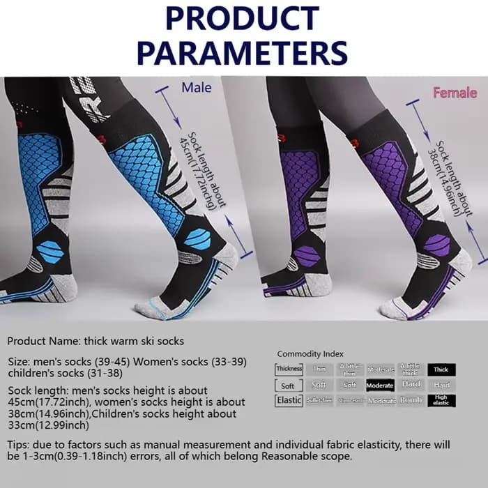 GTUBIKE nouveau hiver chaud chaussettes de Ski anti-dérapant épaissi Compression Snowboard