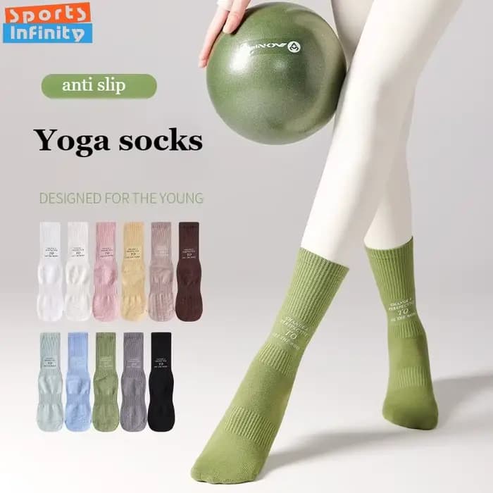 Chaussettes de Yoga à Tube moyen antidérapantes pour femmes