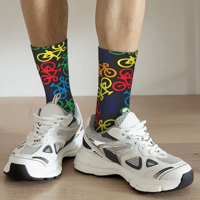 Chaussettes imprimées sans couture arc-en-ciel pour hommes