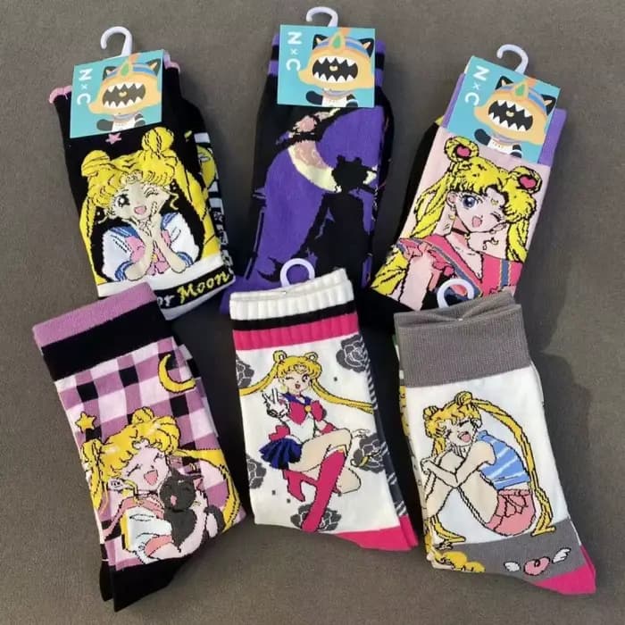 Chaussettes en coton Sailor Moon Tsukino Usagi, mignonnes, douces, confortables, désodorisantes, mi-hautes, multi-usages, pour la maison, cadeaux