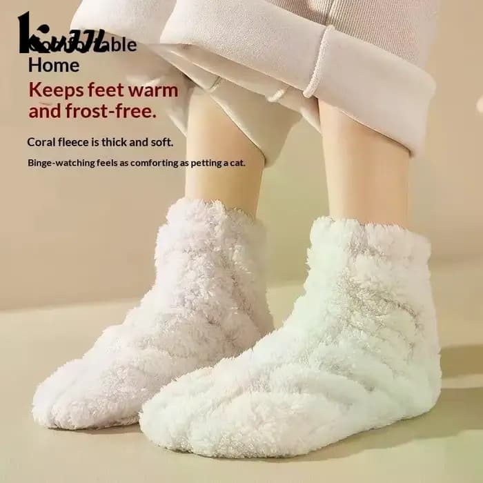 Hiver plus chaud pieds bas pour femmes hommes en peluche maison sommeil sol longue chaussette