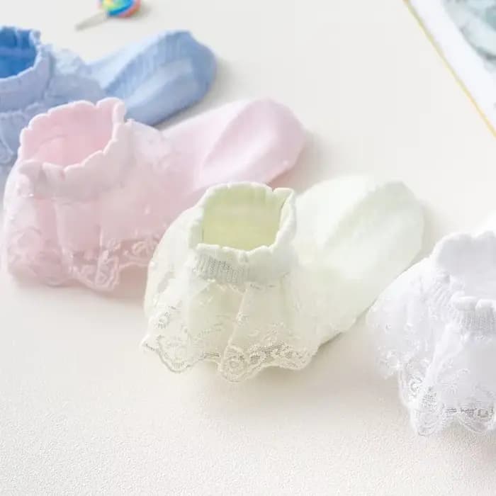 Chaussettes Courtes en Coton et Dentelle pour Petite Fille
