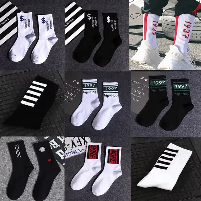 Chaussettes en coton à motif graphique hip-hop pour hommes et femmes