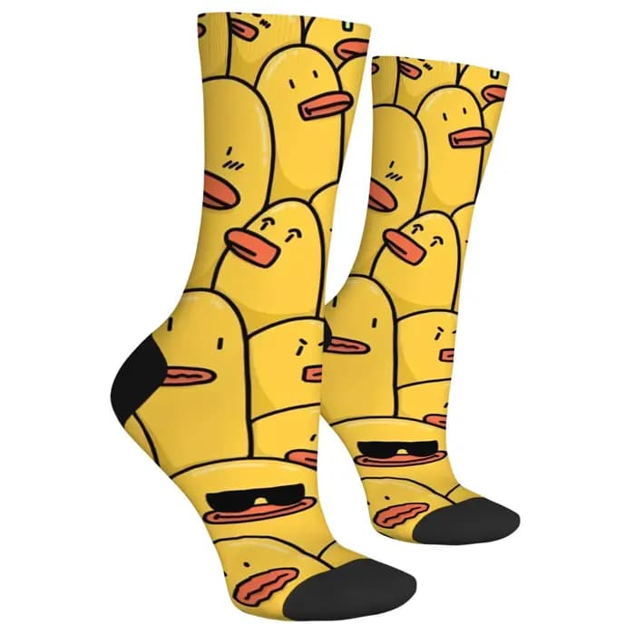 Chaussettes pour hommes imprimées de canard de dessin animé drôle