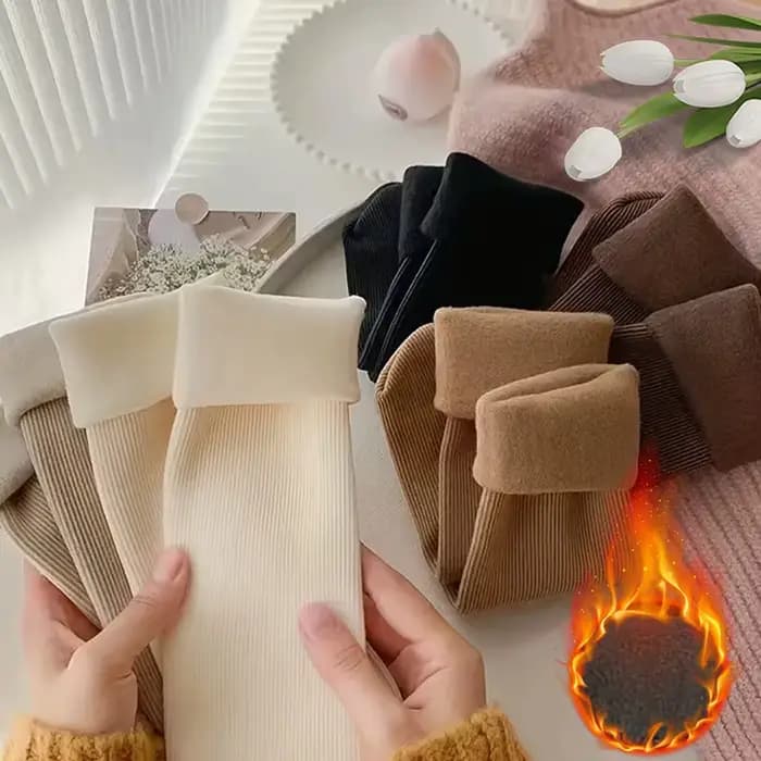 5 paires hiver chaud solide femmes chaussettes épaissir