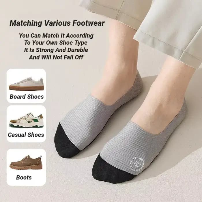 Chaussettes bateau invisibles pour hommes à motif gaufré, fines, respirantes, confortables, de haute qualité, absorbant la transpiration, en maille décontractée