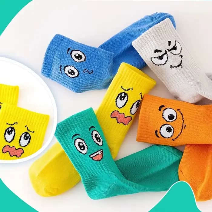 5 paires de chaussettes pour enfants, émoticônes, motif de visage drôle, confortables et respirantes, pour garçons et filles