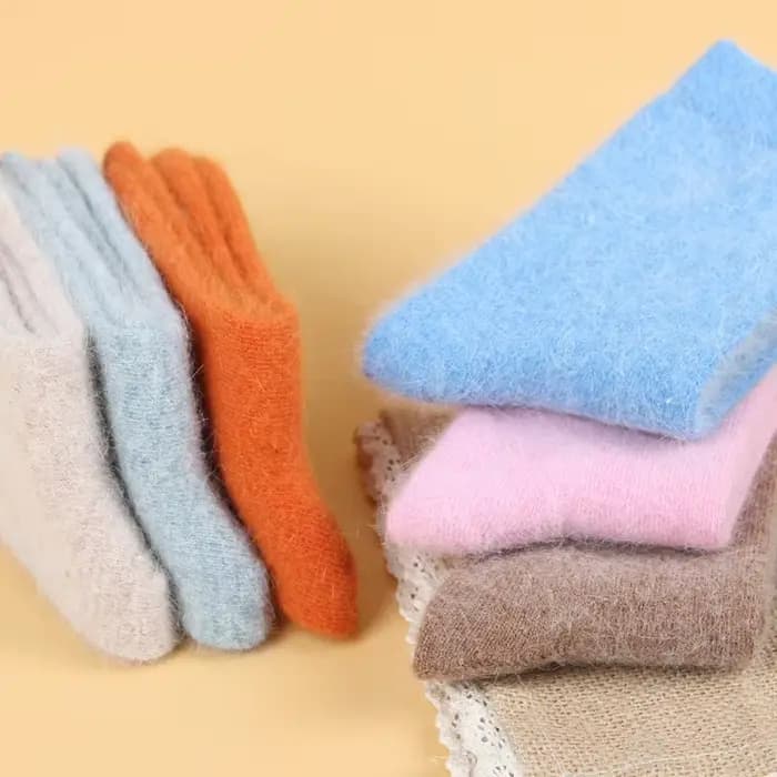 Chaussette loisirs cheville équipage floue épaisse laine de lapin femmes automne hiver chaud couleur unie femmes 8W46