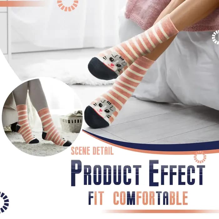 5 paires de chaussettes chat mignon pour femmes