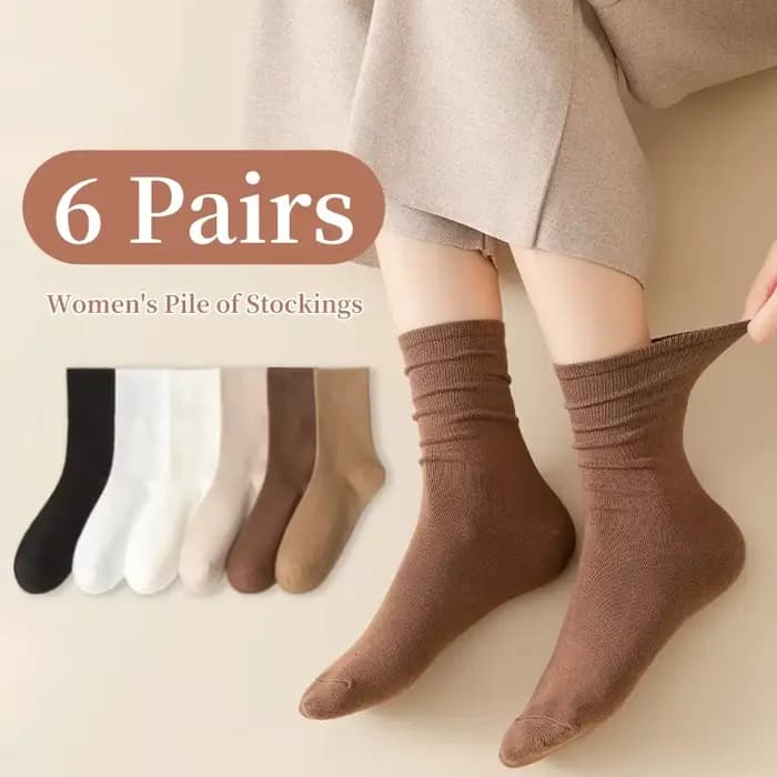 6 paires de chaussettes mi-tube simples et confortables pour femmes