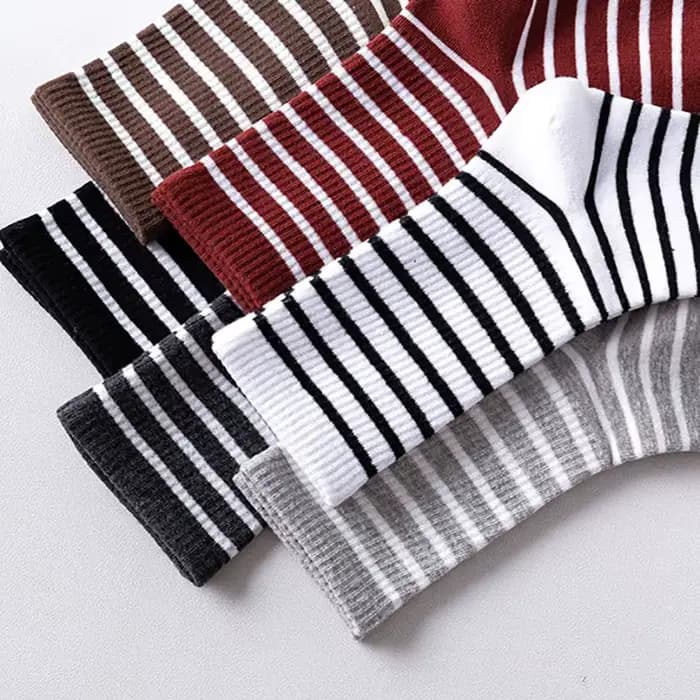Hommes chaussettes coton respirant coloré grille rayure décontracté affaires