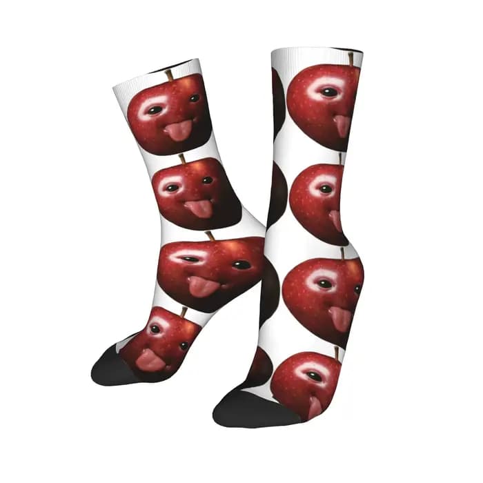 Drôle idiot Ai Apple Gen Z Meme cerveau humour langue sur bas chaussettes élégantes hiver