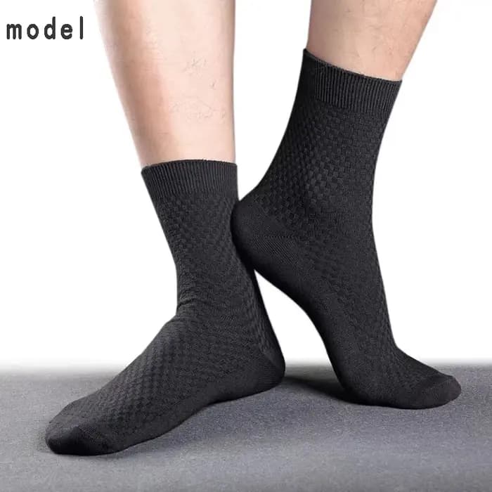 Chaussettes d'équipage d'affaires en fibre de bambou pour hommes