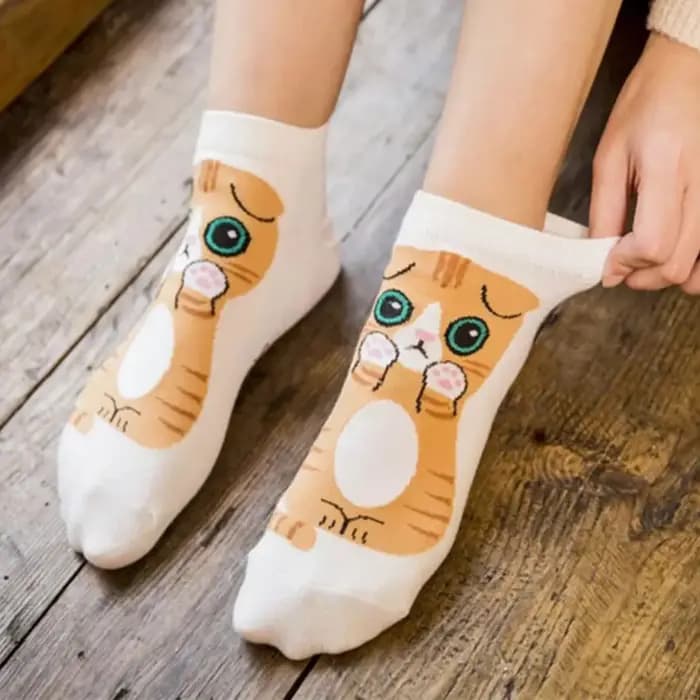 5/10 paires/ensemble chaussettes de cheville chat mignon dessin animé pour femmes respirant parfait pour la mode quotidienne
