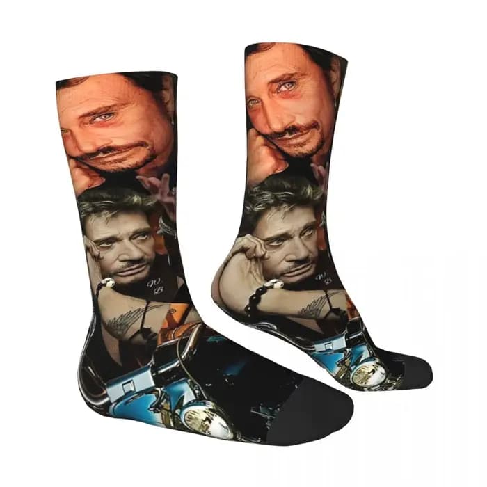 Johnny Hallyday bas France Rock chanteur conception mode chaussettes automne anti-dérapant