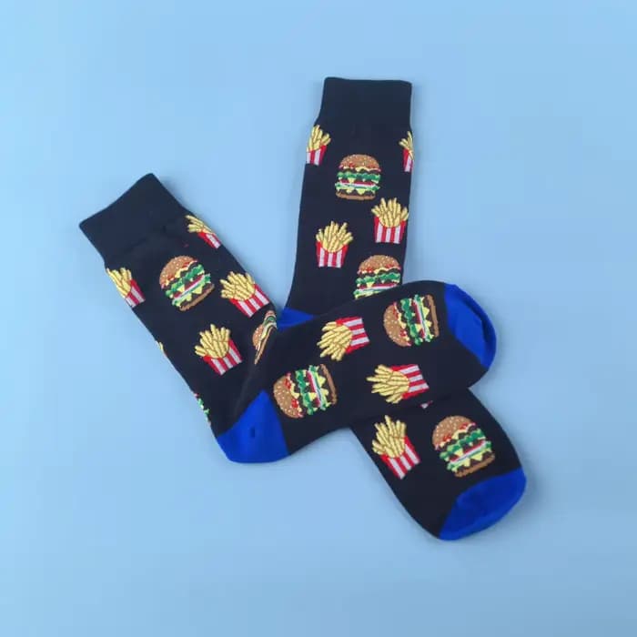 1 paire de chaussettes Burger frite françaises élégantes et uniques