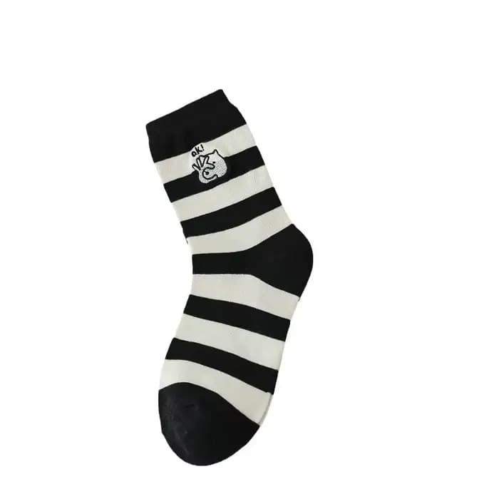 5 Paris femmes chaussettes rayure dessin animé chiot imprimé moyen Tube