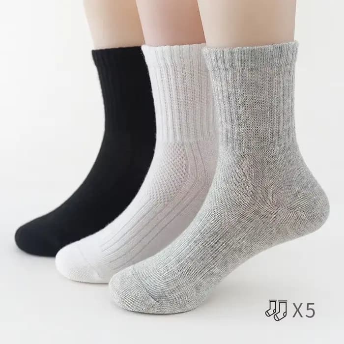 5 paires/lot enfants chaussette doux respirant coton école chaussettes filles garçons décontracté gris noir blanc sport