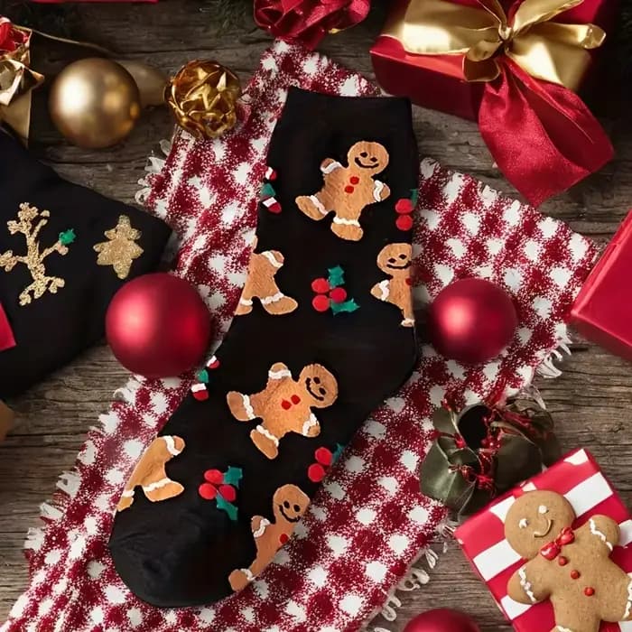 Chaussettes de noël hiver chaud pain d'épice homme
