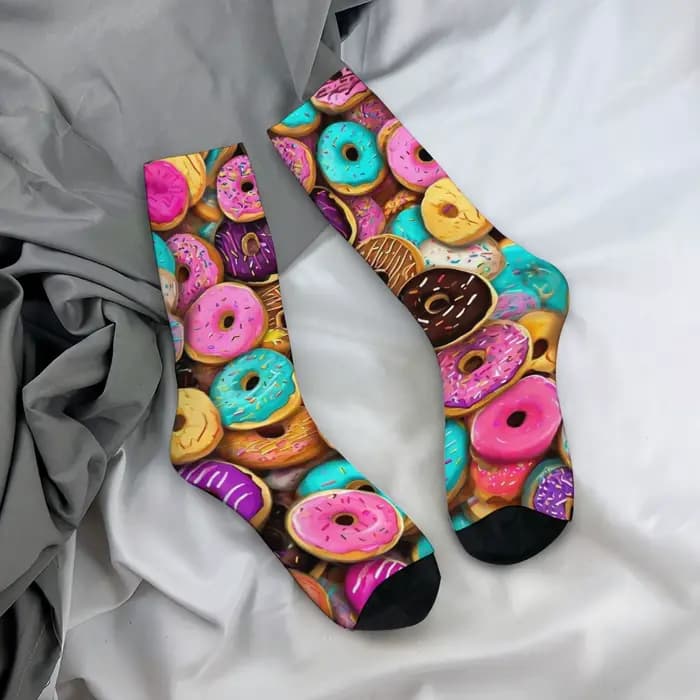 Chaussettes amusantes pour hommes en forme de donut