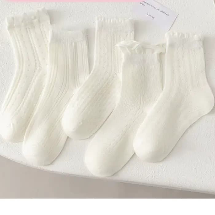 5 paires de chaussettes blanches pour filles, chaussettes fines de printemps et d'été, chaussettes respirantes en maille pour enfants, chaussettes en dentelle pour bébés filles