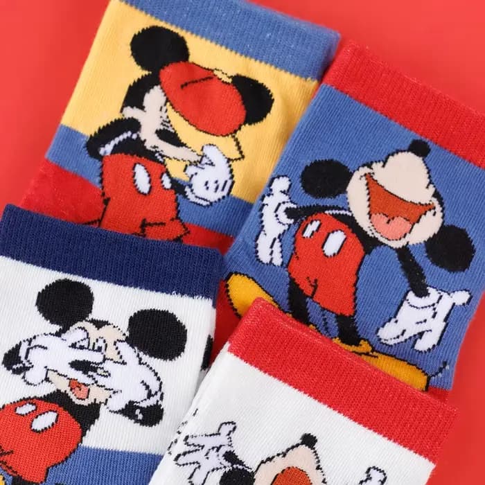 4 paires de nouvelles chaussettes Disney Mickey Mouse Rich Graffiti, version coréenne, chaussettes de mode originales pour couple, cadeau pour adolescents