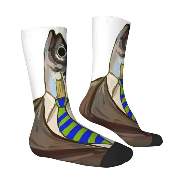 M. Chaussettes pour hommes Fish, antidérapantes, élastiques, respirantes, pour costumes, sports, cyclisme, randonnée, chaussettes de compression amusantes, originales, rétro, tendance