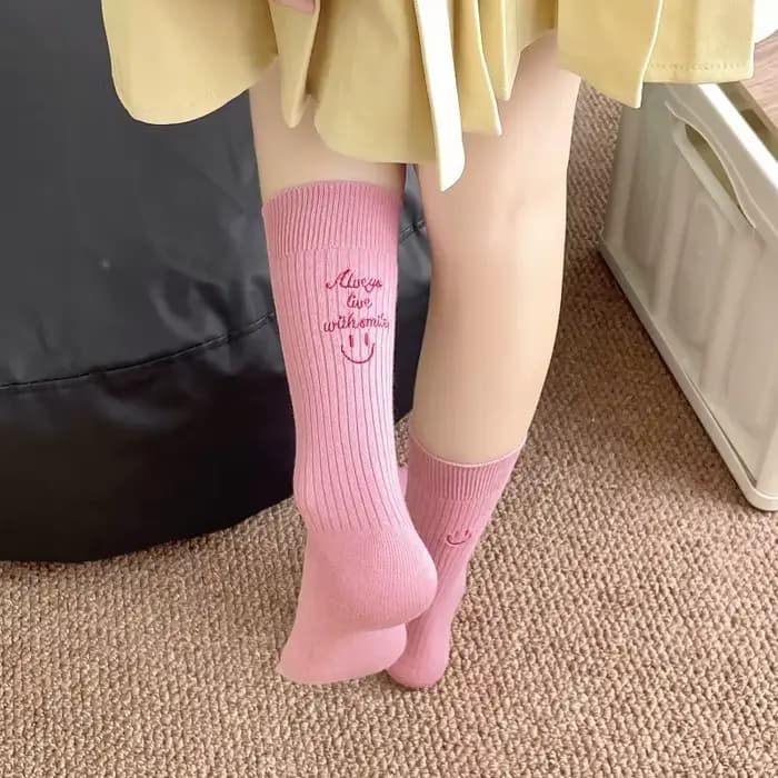 Femmes chaussettes mignonnes coton Kawaii brodé lettre drôle