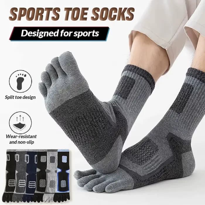 1 Paire de Chaussettes Athlétiques Mi-Mollet à Cinq Doigts pour Hommes et Femmes