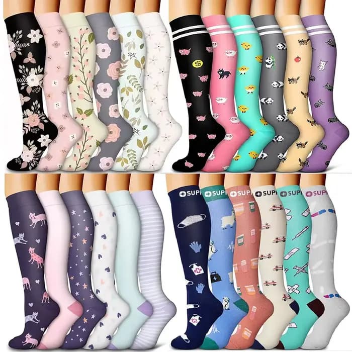 Chaussettes de compression pour femmes et hommes Circulation (6 paires)-chaussettes de soutien graduées pour la course