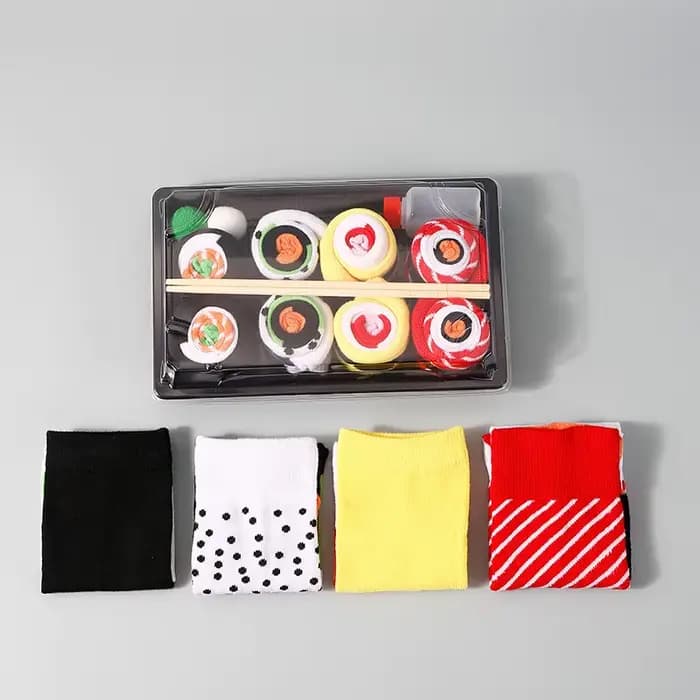 3/4/5 paires de chaussettes à sushi saumon, nouveauté et intéressant, coffret cadeau, Style saison de noël