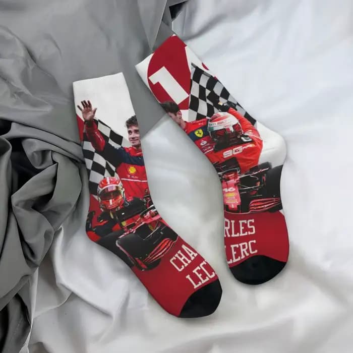 Formule un pilote de course Leclerc Charles chaussettes d'équipage pour hommes unisexe mignon printemps été automne