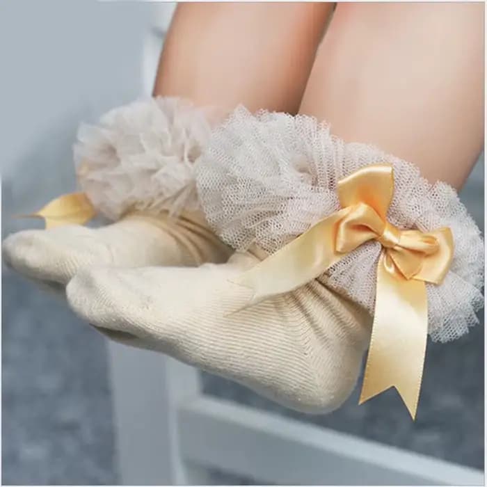 Chaussettes bébé fille avec nœud papillon dentelle à volants princesse chaussette en coton avec rubans Multi couleurs