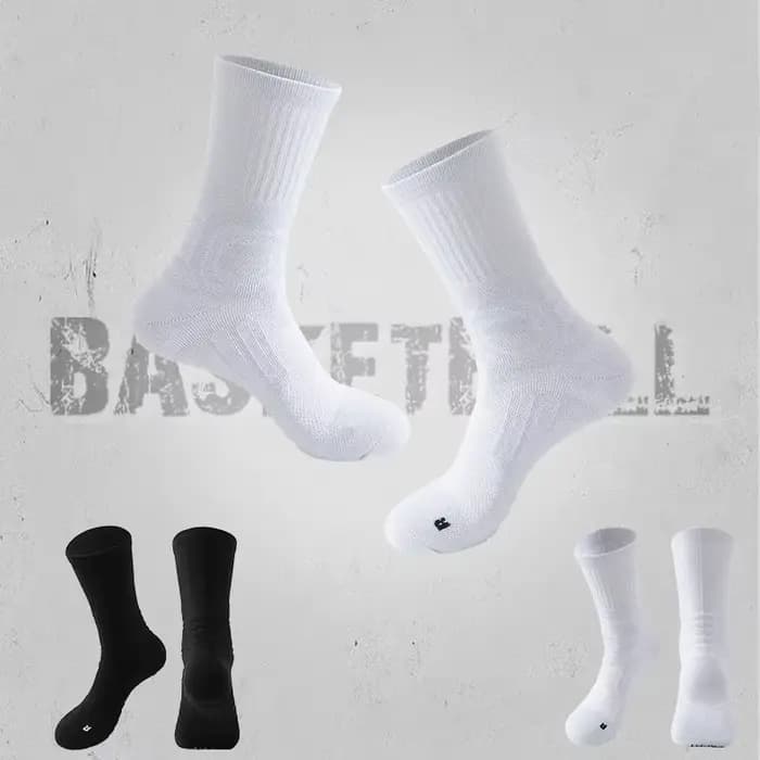 1 paire de chaussettes de basket-ball mi-longues avec fond de serviette épais