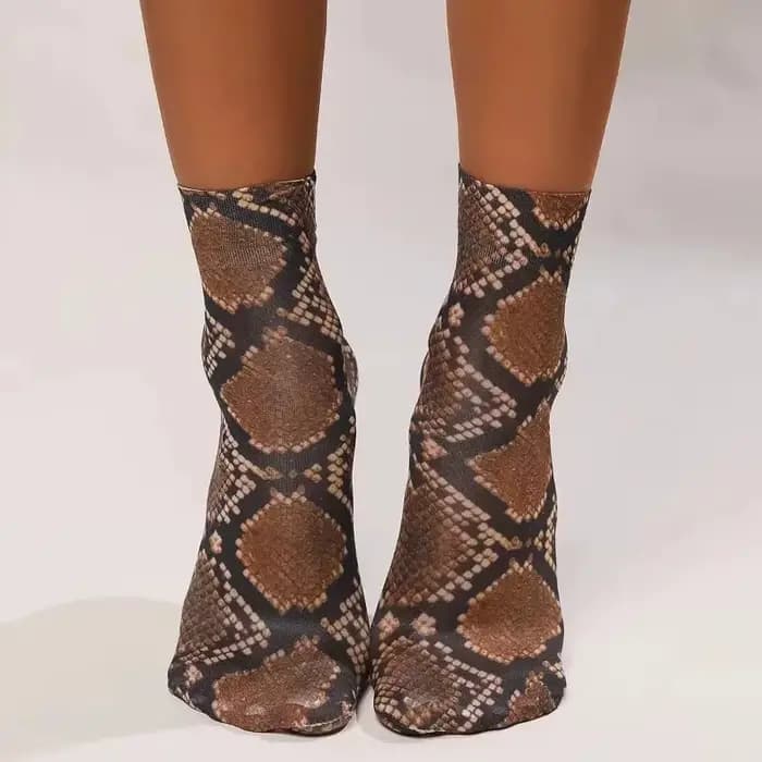 Chaussettes chics en maille imprimé léopard pour femme – 1 paquet : légères