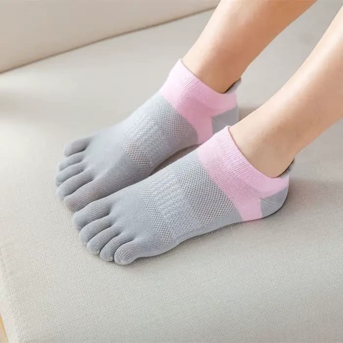 Chaussettes de sport respirantes en coton à cinq doigts pour femmes