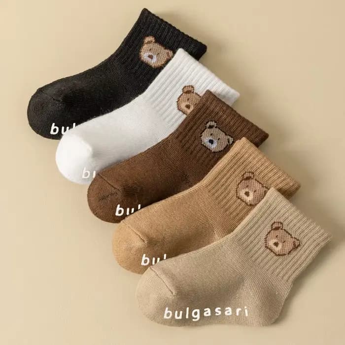 5 paires de chaussettes antidérapantes pour enfants avec imprimé ours mignon
