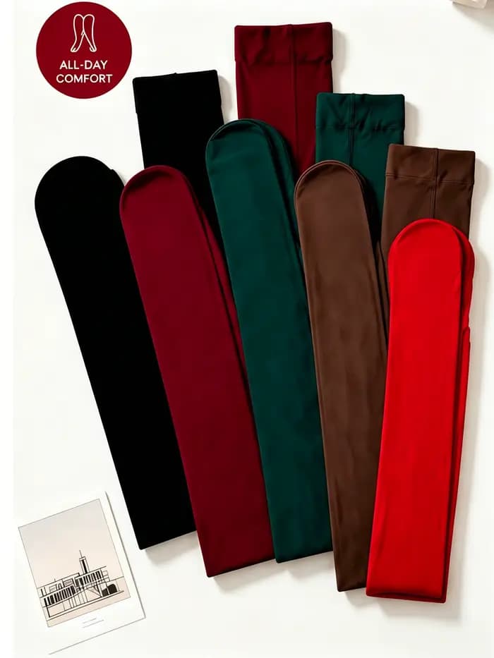 5 paires de collants en velours mat uni