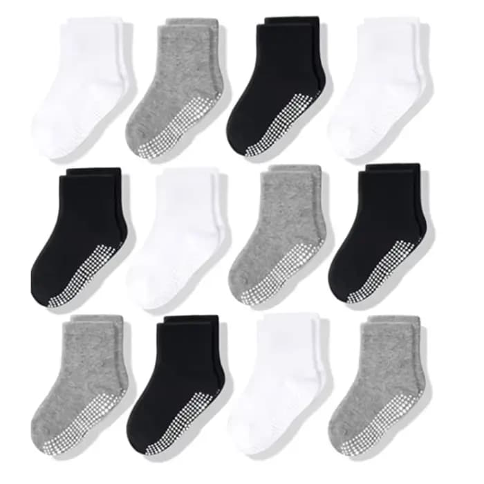 Garçons filles 12 paires coton chaussettes antidérapantes nouveau-né bébé 1-3 ans semelles antidérapantes sol unisexe chaussette pour nourrissons tout-petits Grip enfants
