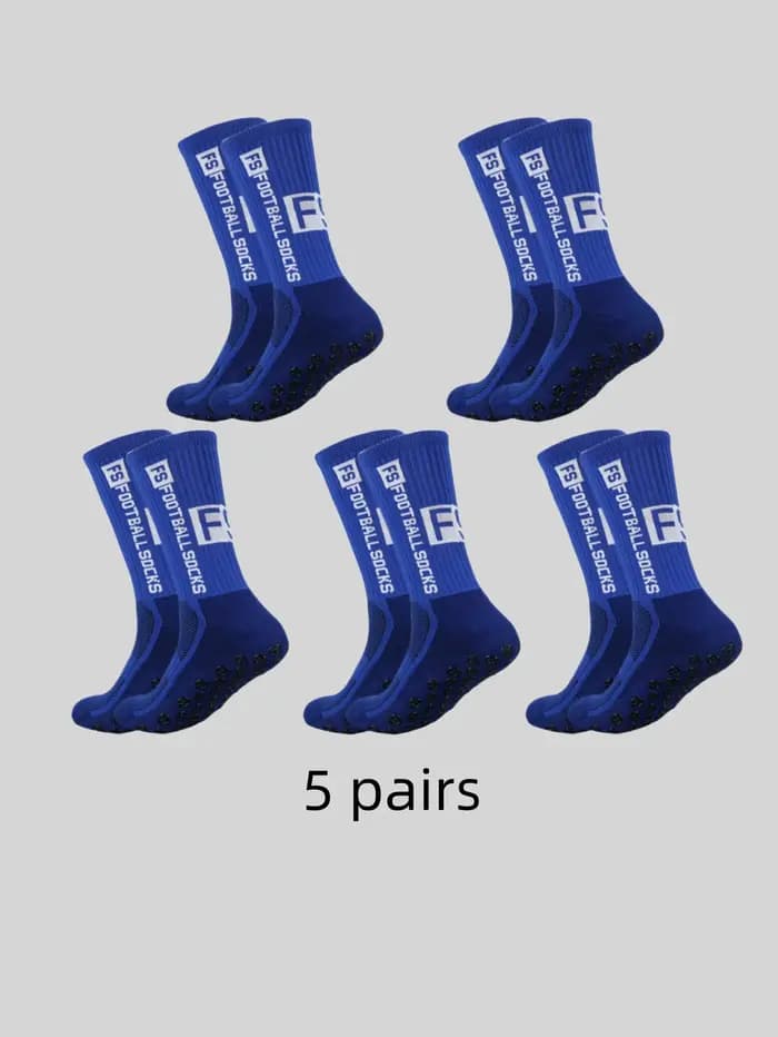 5 paires de chaussettes de sport de football FS antidérapantes, résistantes à la transpiration et aux odeurs avec points adhésifs