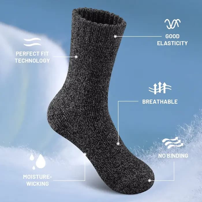3 paires de chaussettes en laine épaisses et chaudes pour hommes