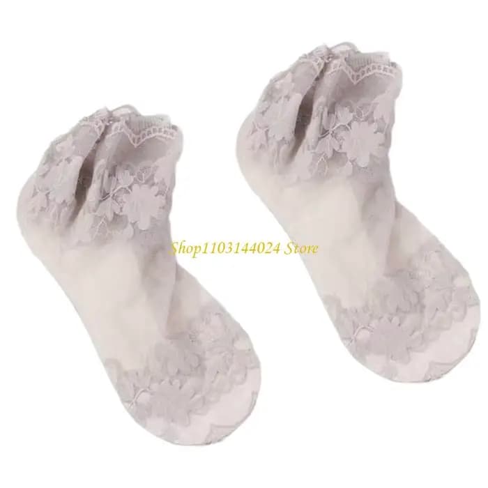 N5ke Casual Flower Lace en dentelle Chaussettes pour femmes Tissure en mailles légères Antislip Soue à basse coupe Hosiery