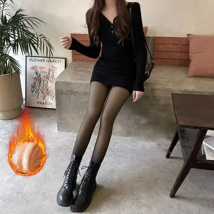 Femmes Leggings thermiques hiver chaud Sexy élastique translucide collants femme polaire thermique taille haute mince épaissir pantalon serré
