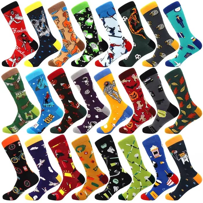 Chaussettes d'hiver colorées pour hommes et femmes, en coton peigné, douces, chaudes, amusantes et heureuses, longues, robe d'affaires