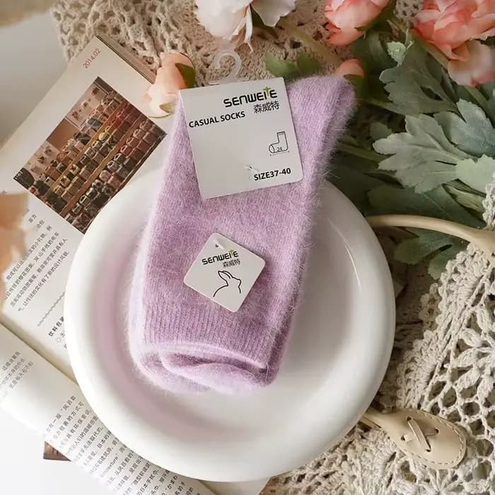 Chaussette loisirs cheville équipage floue automne hiver fourrure de lapin femmes mi-mollet épaissi chaud doux laine chaussettes 8W96