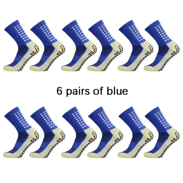 6 paires de chaussettes de sport classiques antidérapantes avec points adhésifs, chaussettes de football