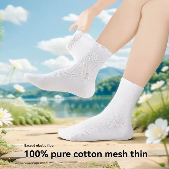 Chaussettes sans couture en pur coton pour enfants, style mi-mollet en maille fine pour l'été, idéales pour les étudiants à porter à l'école, pour le sport