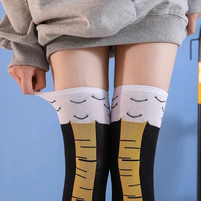 Chaussettes longues en coton avec patte de poulet pour femmes