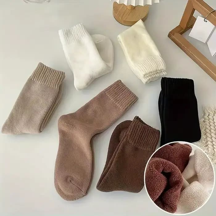 5 paires de chaussettes thermiques mi-tube épaisses